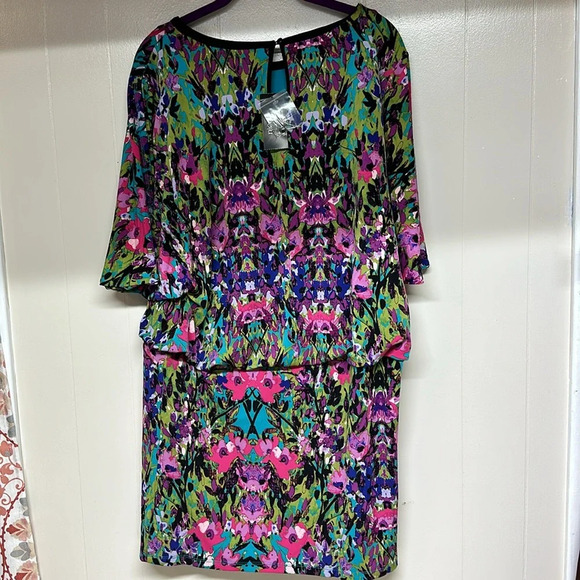 NWT Nicole Miller Floral dress SzL Called Mirrored Bloom. Sz L - Picture 4 of 10